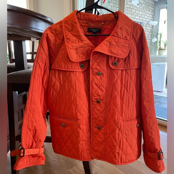 Talbots petite orange quilted jacket Large LIKE NEW NEVER WORN - Picture 2 of 3